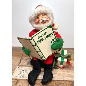 Vintage 1990 Annalee Dolls Santa Reading "Good Boys & Girls" Book 5225